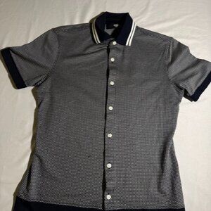 Murano Liquid Luxury Slim Fit Polo Size S Gray Pattern